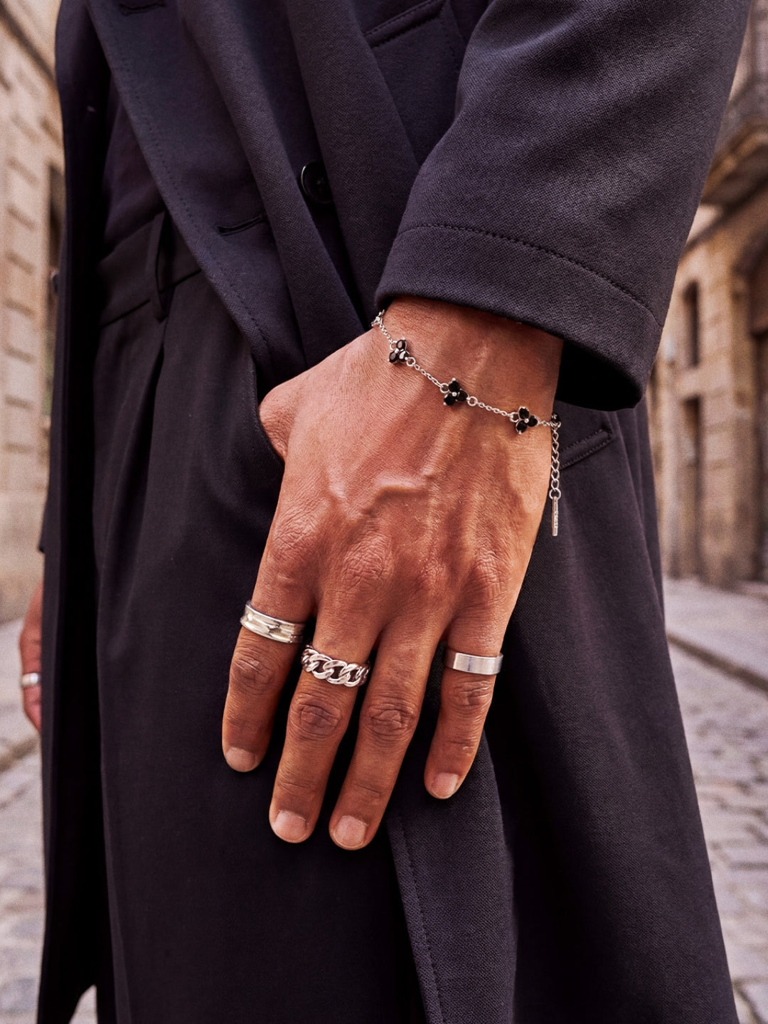 MIDNIGHT CLOVER BRACELET | Silver